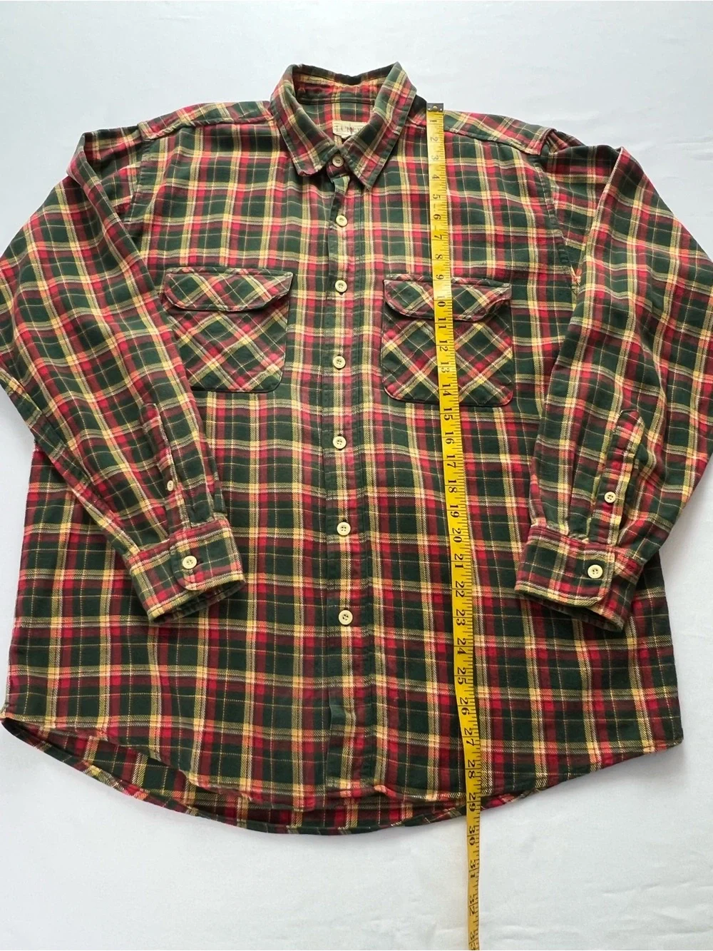 J. Crew Vintage Green Orange Yellow Cotton Flannel Fall Winter Button Down